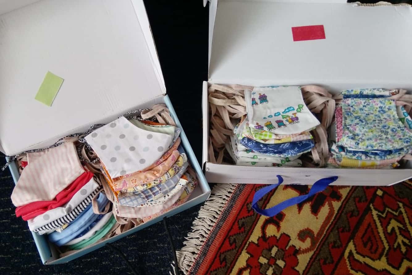 Donating re-usable cloth face masks for the children at Steve Biko hospital