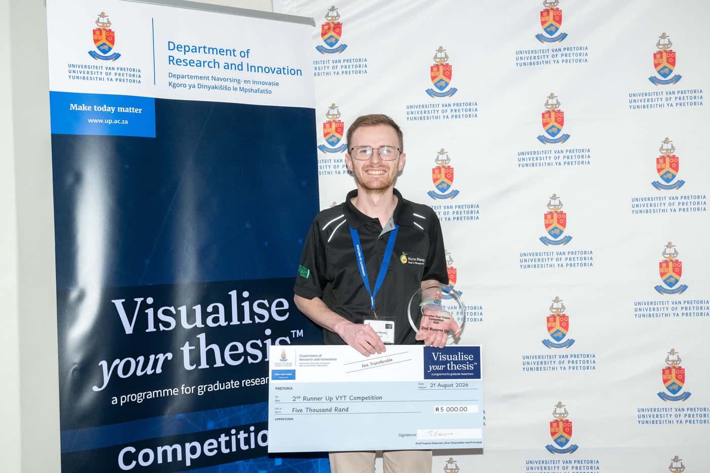 Aaron Harvey secures second runner-up at the 2026 UP Visualise Your Thesis competition