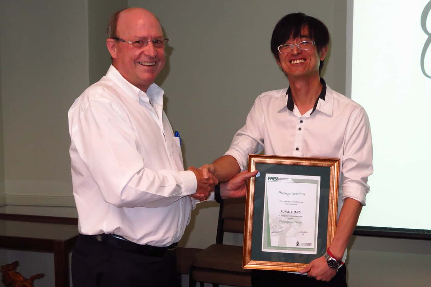 Runlei Chang rounds off a baker’s dozen of prestige seminars at FABI in 2018