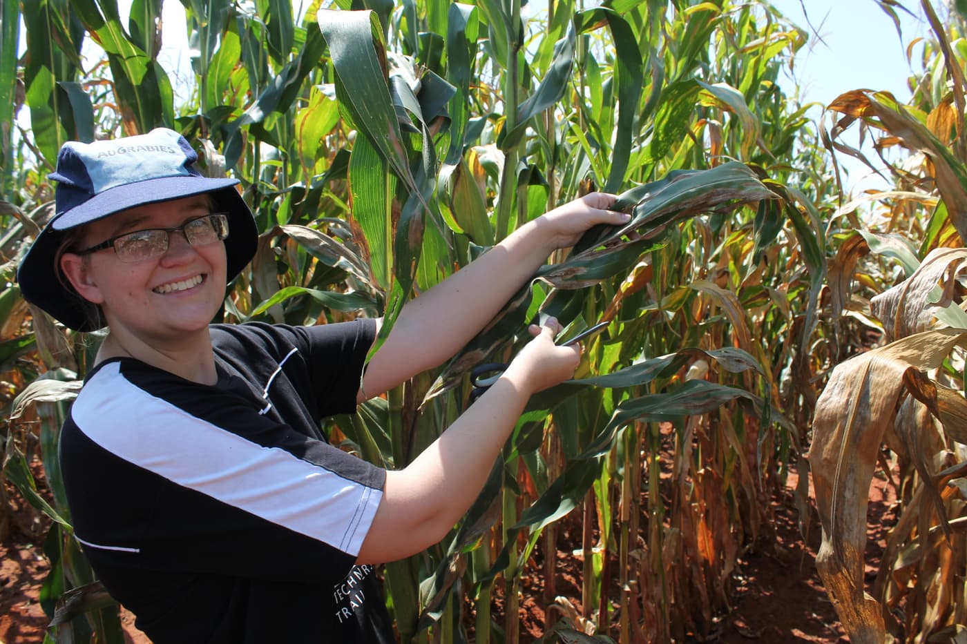 Alandie collects samples for her project