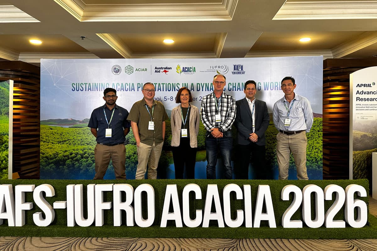 Prof. Brett Hurley, Dr Nam Pham and research collaborators at the IUFRO Sustaining Acacia plantations in a dynamic changing world conference in Vietnam