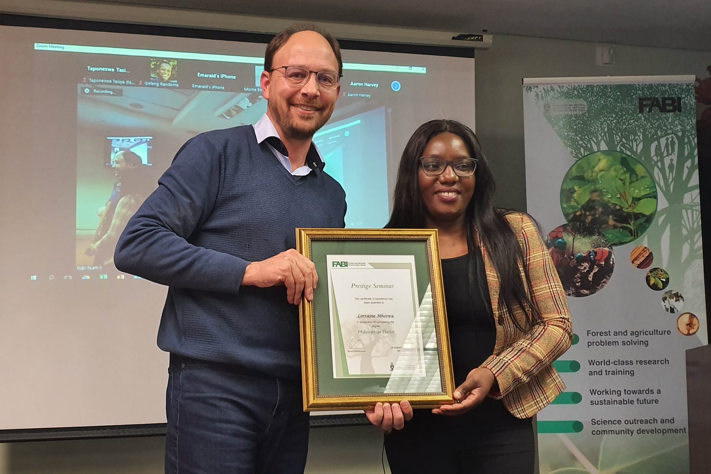 Lorraine Mhoswa celebrates the successful completion of her PhD